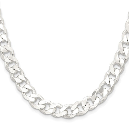 Sterling Silver 9.3mm Curb Chain Necklace 28"