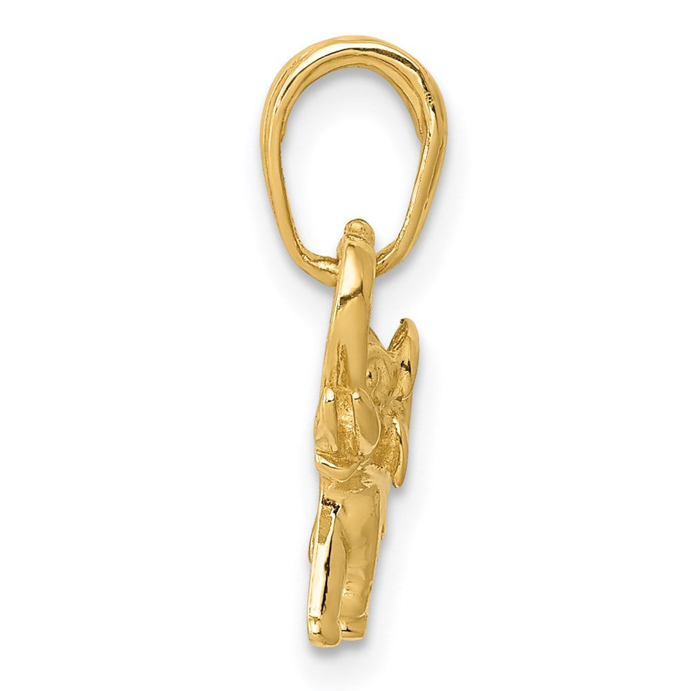 14k Yellow Gold Polished Elephant Charm Pendant