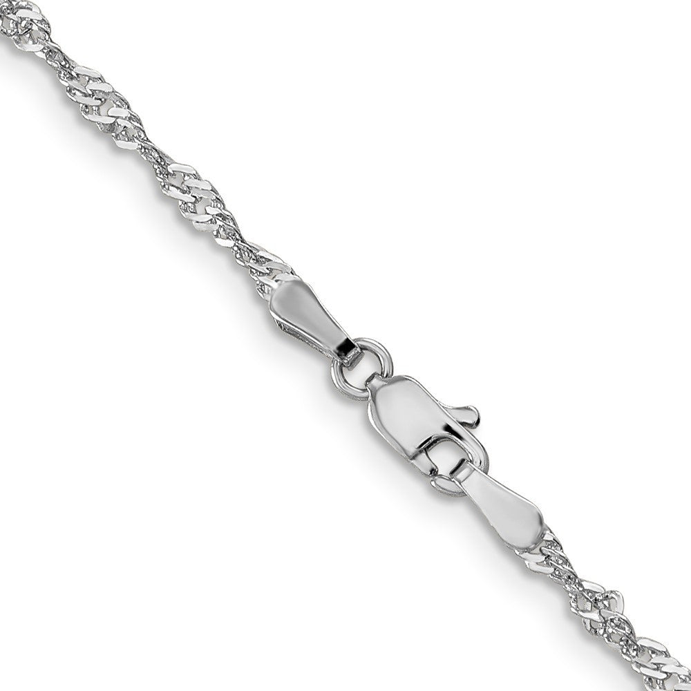 14K White Gold 2.0mm Singapore with Lobster Clasp Chain Necklace 24"