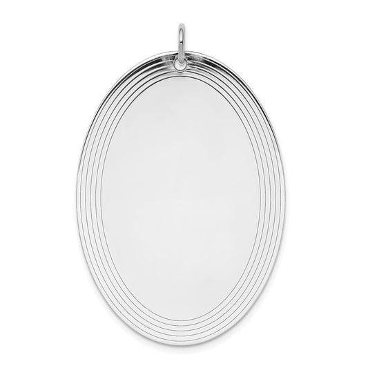 Sterling Silver Engraveable Oval Polished Front Satin Back Disc Charm Pendant