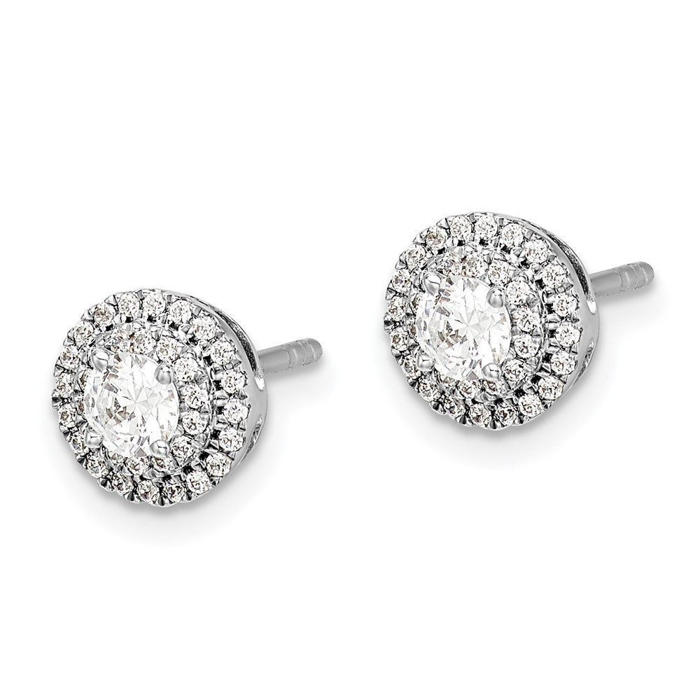 14k White Gold Diamond Cluster Stud Earrings