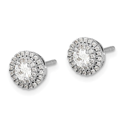 14k White Gold Diamond Cluster Stud Earrings