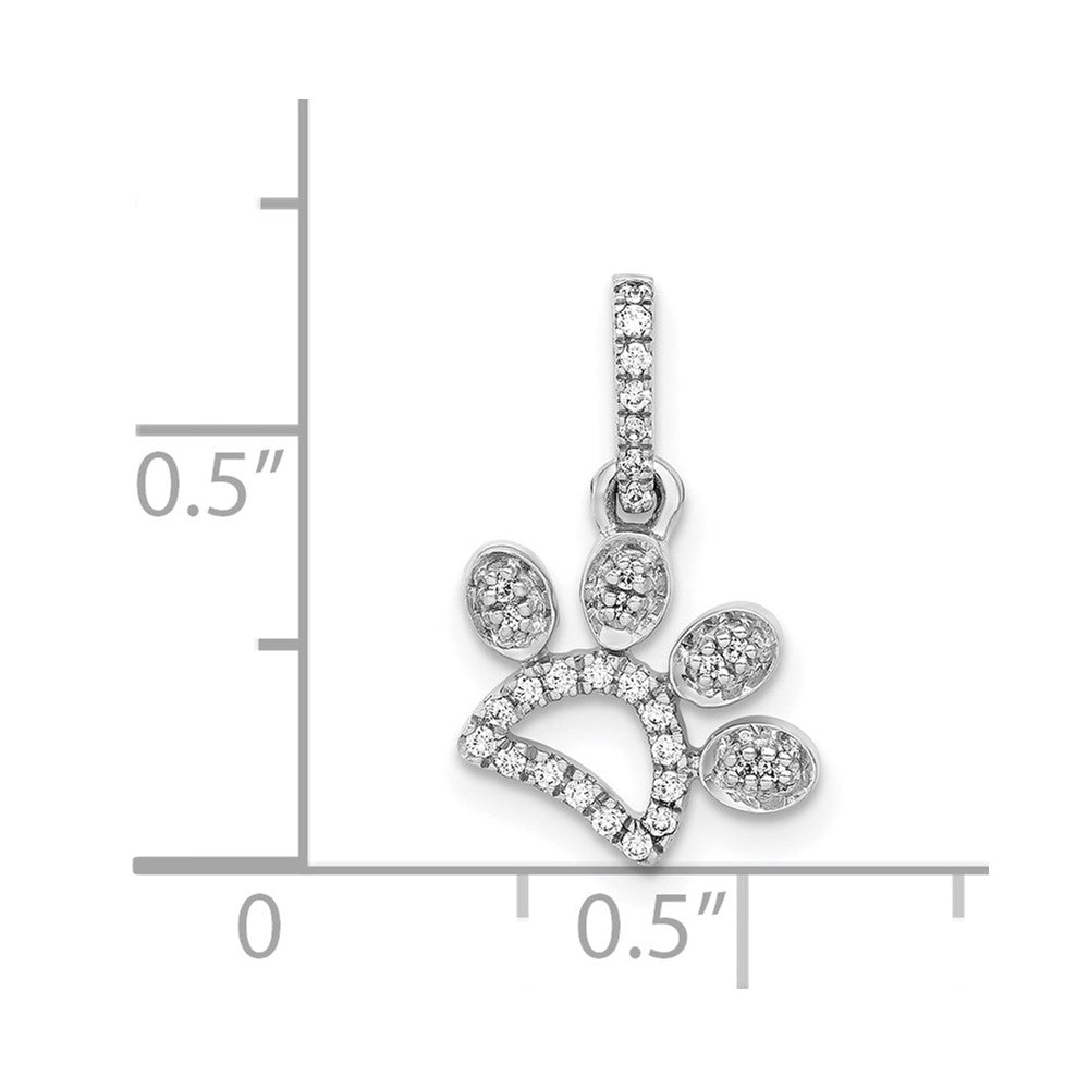 14k White Gold 1/10ct. Diamond Paw Print Pendant