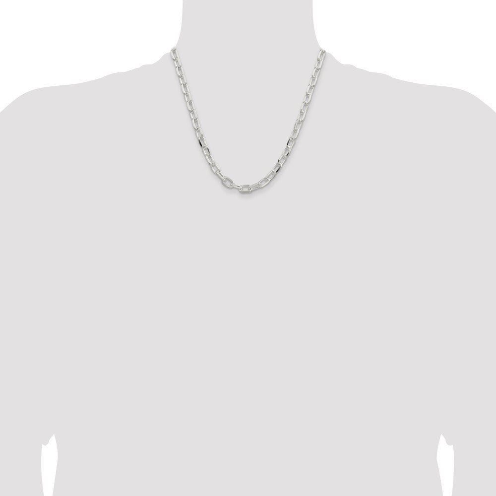 Sterling Silver 7.5mm Diamond-cut Long Link Cable Chain Necklace 20"