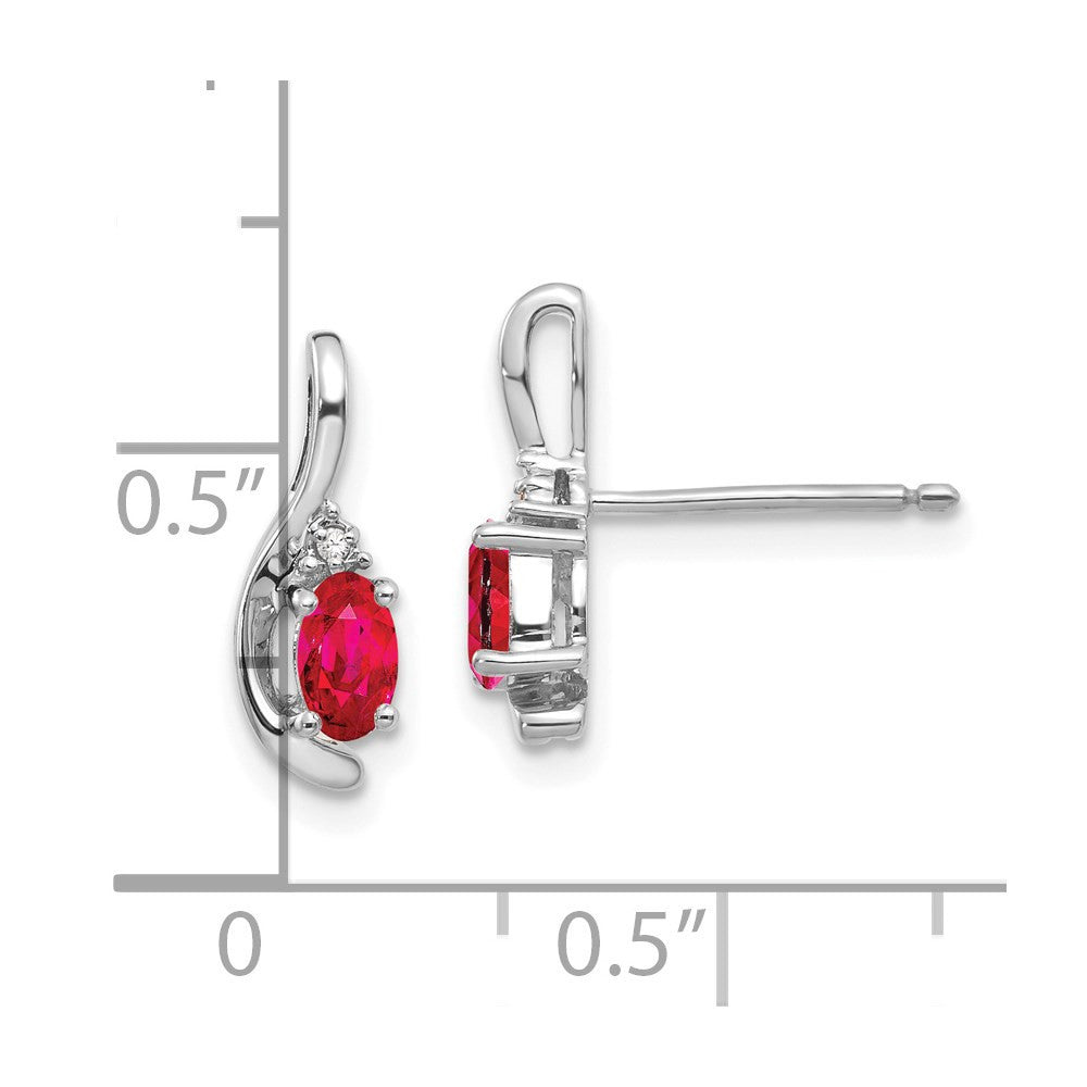 14k White Gold Ruby and Diamond Drop & Dangle Earrings