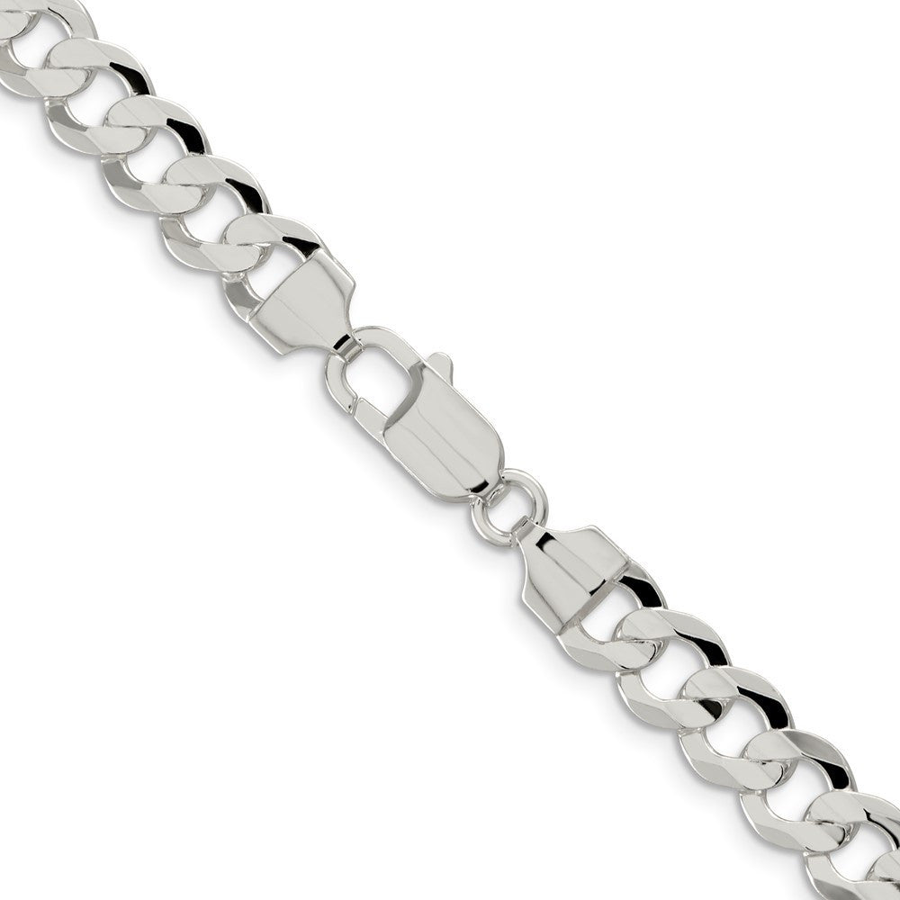 Sterling Silver 7.8mm Concave Beveled Curb Chain Necklace 20"