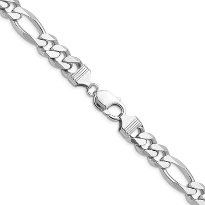 Sterling Silver Rhodium-plated 10.2mm Figaro Chain Necklace 20"