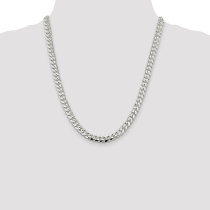 Sterling Silver 7.8mm Polished Domed Curb Chain Necklace 22"