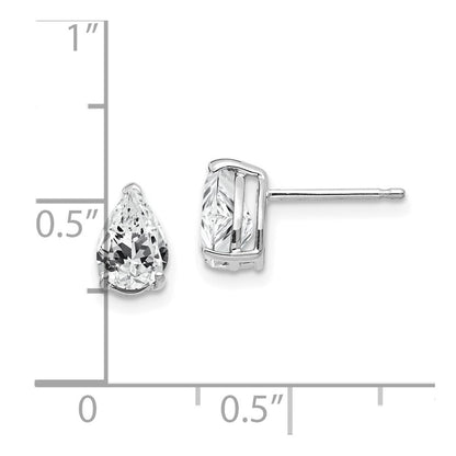 14k White Gold 7x5mm Pear Cubic Zirconia Stud Earrings
