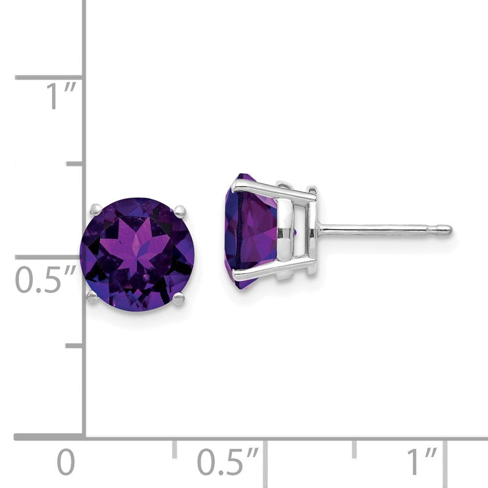14k White Gold 8mm Amethyst Stud Earrings