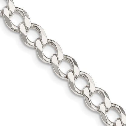 Sterling Silver 6.7mm Semi-solid Flat Curb Chain Necklace 24"