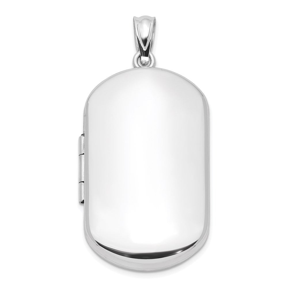 Sterling Silver Rhodium-plated Polished Rectangular Locket Pendant