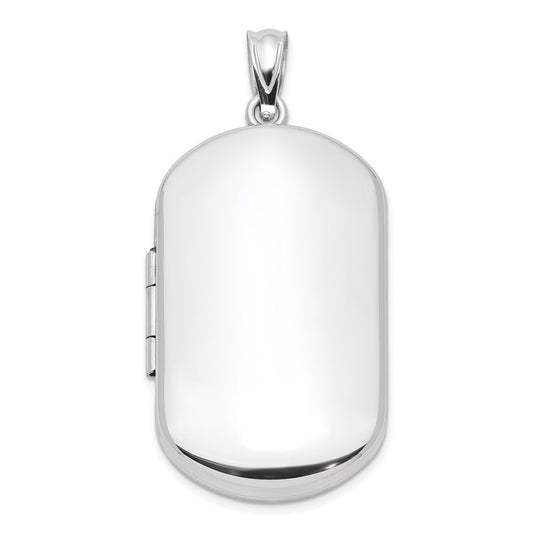 Sterling Silver Rhodium-plated Polished Rectangular Locket Pendant