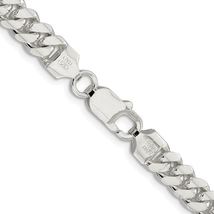 Sterling Silver Rhodium-plated 7.0mm Polished Domed Curb Chain Necklace 22"