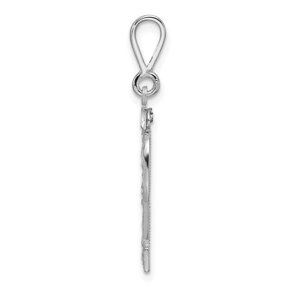 14k White Gold Large Brushed Diamond-cut Number 32 Charm Pendant