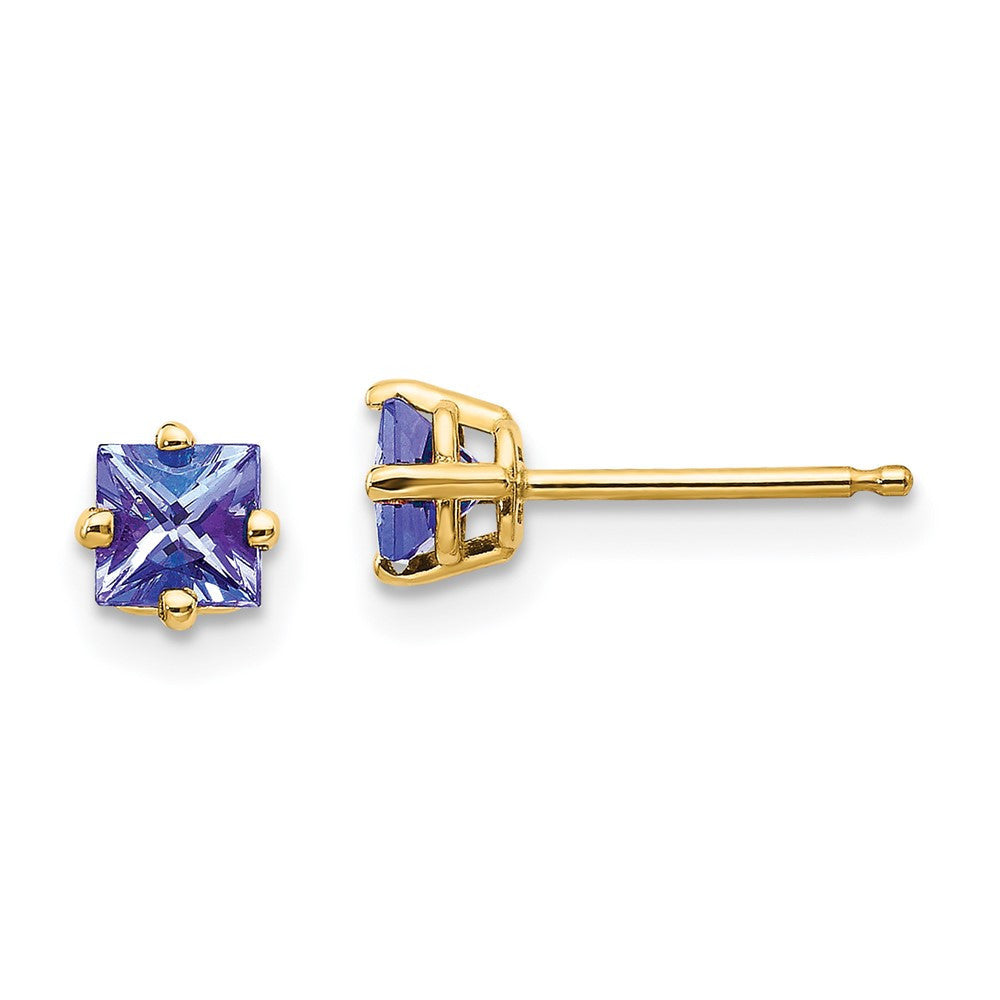 14k Yellow Gold Tanzanite Stud Earrings