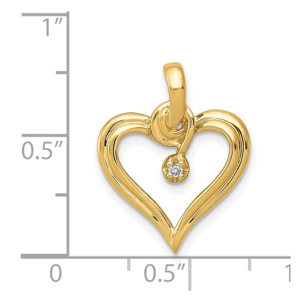 14k Yellow Gold AA .01ct. Diamond Heart Pendant