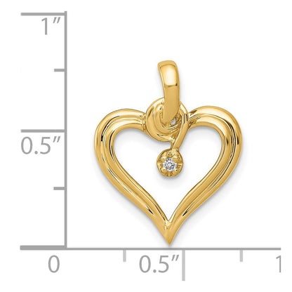 14k Yellow Gold AA .01ct. Diamond Heart Pendant
