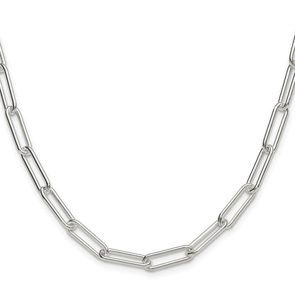 Sterling Silver Polished 5.5mm Paperclip Chain Necklace 24"