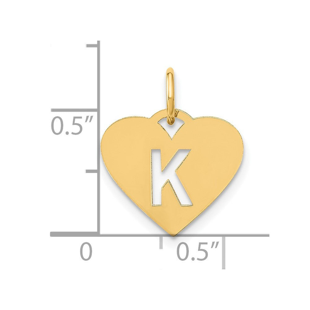 14k Yellow Gold Initial Letter K Initial Charm Pendant