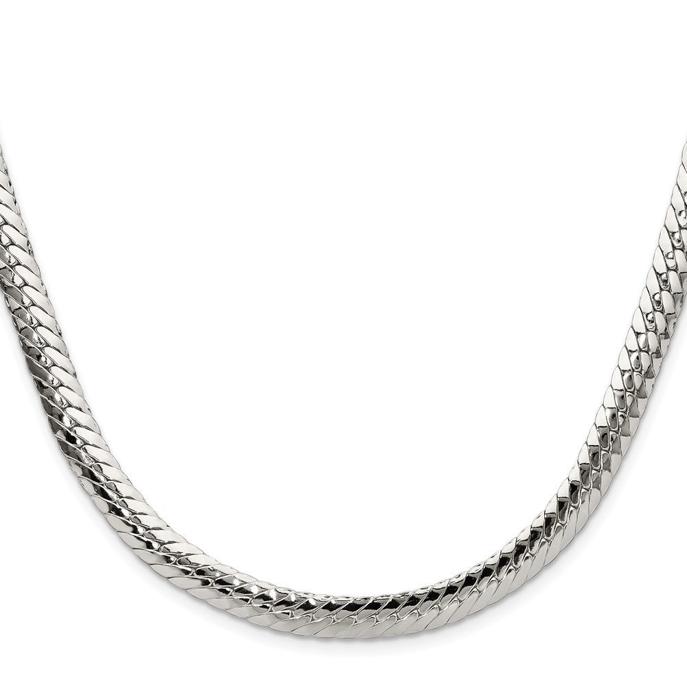 Sterling Silver Polished 6.25mm Double Oval Flat Chain Necklace 22"