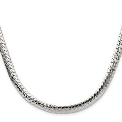Sterling Silver Polished 6.25mm Double Oval Flat Chain Necklace 22"