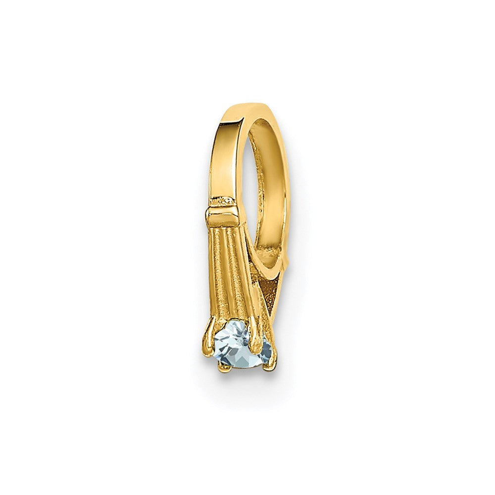 14k Yellow Gold 3D Ring with Light Blue CZ Charm Pendant