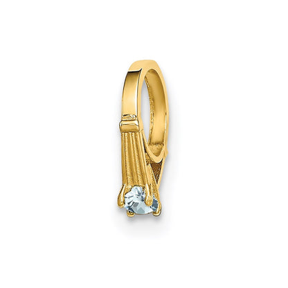 14k Yellow Gold 3D Ring with Light Blue CZ Charm Pendant