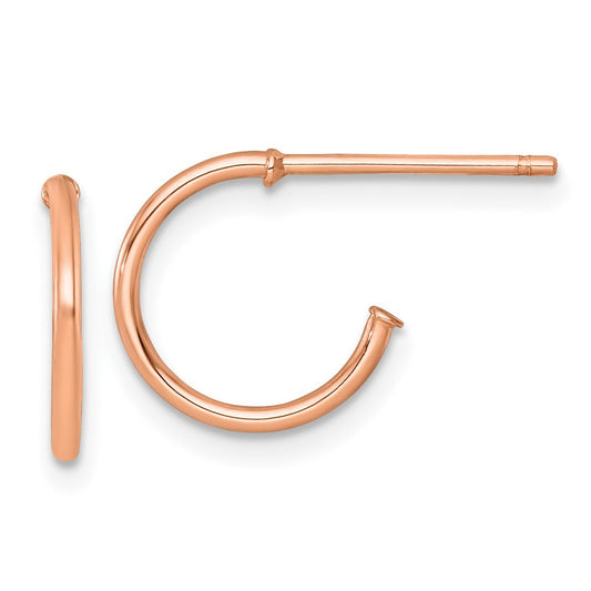 14k Rose Gold Polished 1.2 x 12mm Solid C-Hoop Earrings