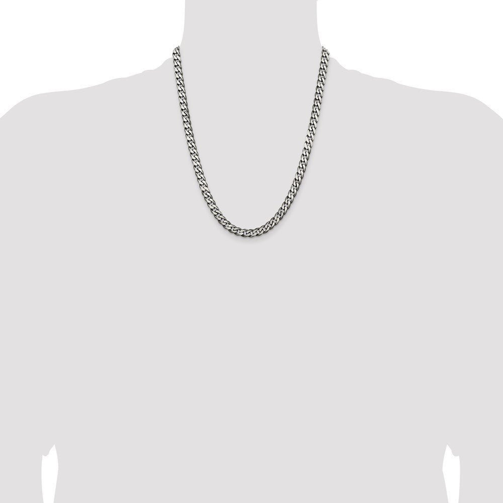 Sterling Silver Antiqued 6.5mm Curb Chain Necklace 22"