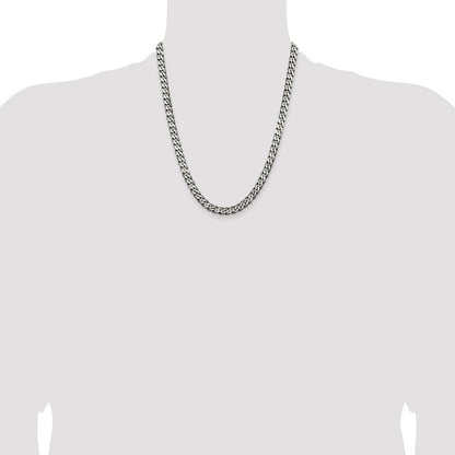 Sterling Silver Antiqued 6.5mm Curb Chain Necklace 22"