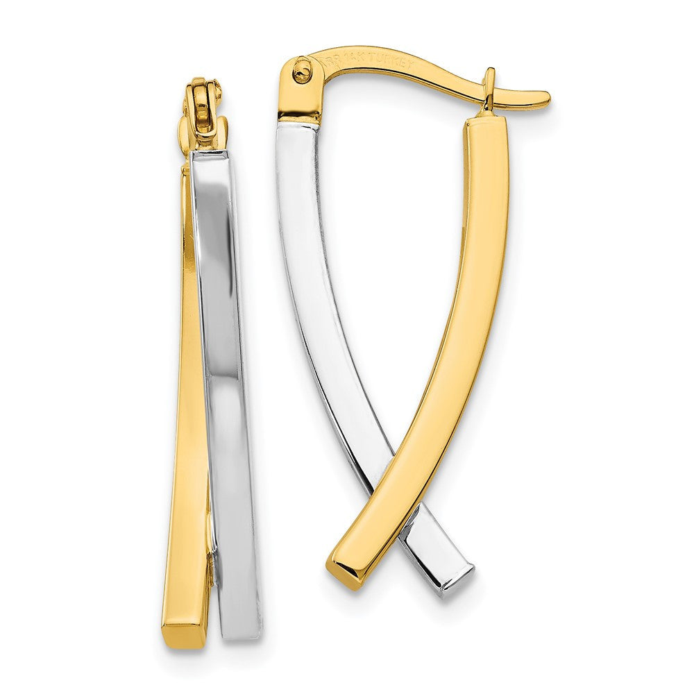 14K Two-tone Hinged Tube Drop & Dangle Earrings