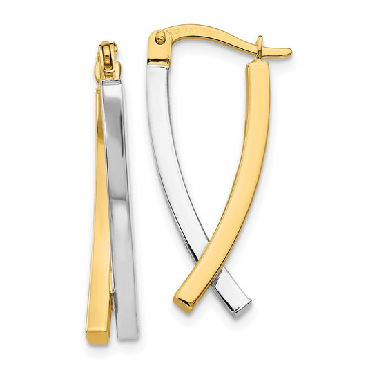 14K Two-tone Hinged Tube Drop & Dangle Earrings