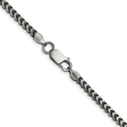 Sterling Silver Antiqued 3.1mm Diamond-Cut Square Franco Chain Necklace 22"