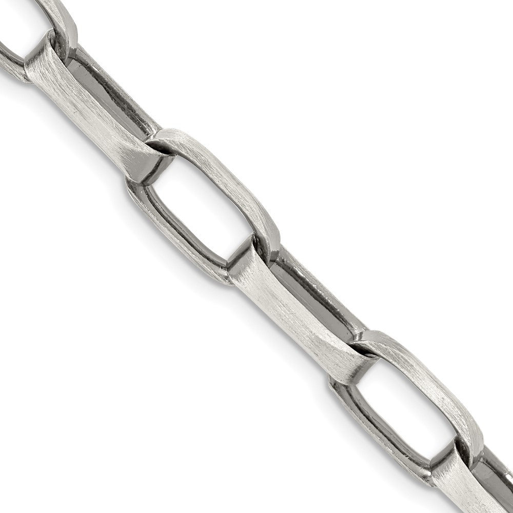 Sterling Silver Antiqued 8mm Elongated Open Link Chain Necklace 24"