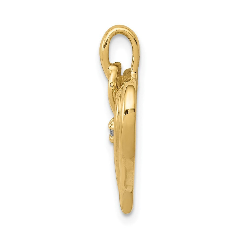 14k Yellow Gold AA .01ct. Diamond Heart Pendant