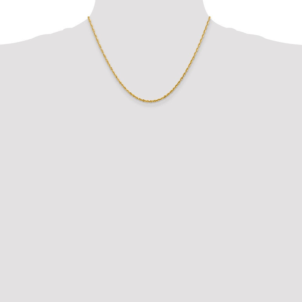 14k Yellow Gold 2.25mm Ultra Diamond-cut Rope Chain Necklace 18"