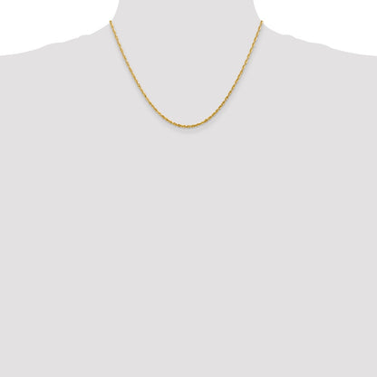 14k Yellow Gold 2.25mm Ultra Diamond-cut Rope Chain Necklace 18"