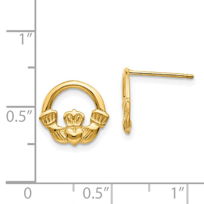 14k Yellow Gold Claddagh Stud Earrings