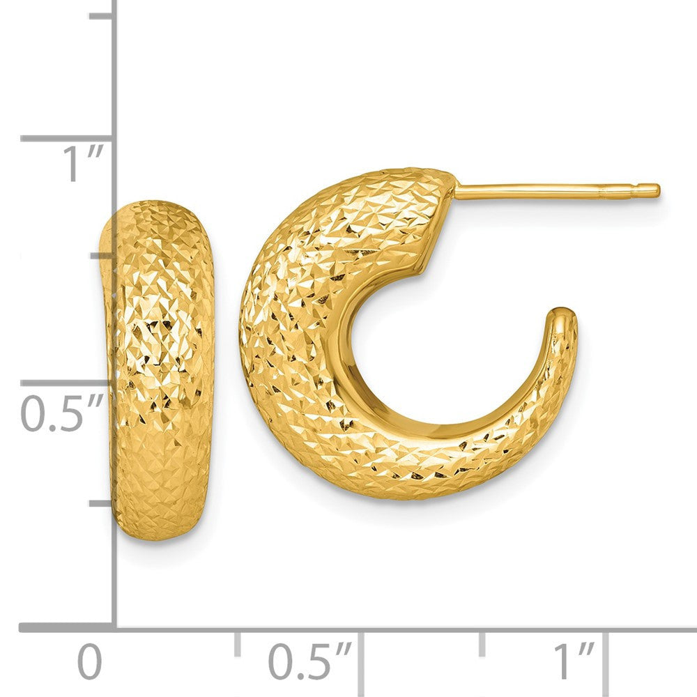 14k Yellow Gold Polished Diamond-cut Hollow C-Hoop Earrings