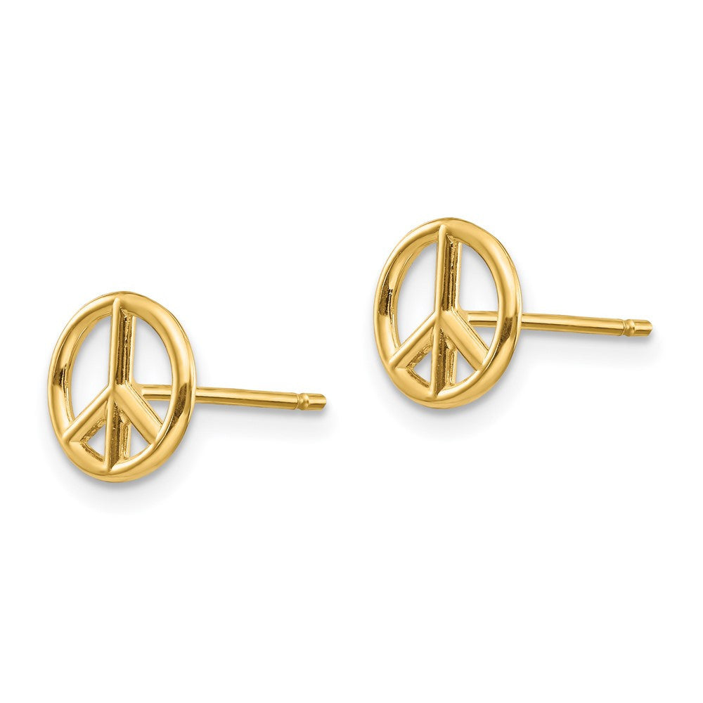 14k Yellow Gold Polished Peace Symbol Stud Earrings