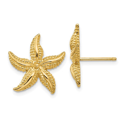 14k Yellow Gold Starfish Stud Earrings
