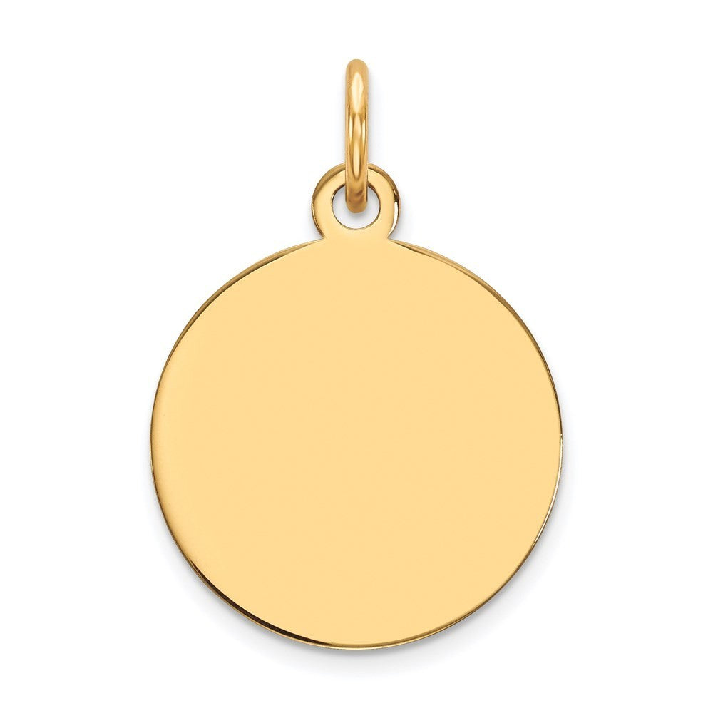 14k Yellow Gold Plain .035 Gauge Circular Engravable Disc Charm Pendant