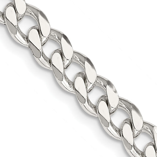 Sterling Silver 6.5mm Curb Chain Necklace 22"
