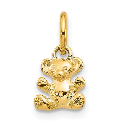 14k Yellow Gold Polished Teddy Bear Charm Pendant