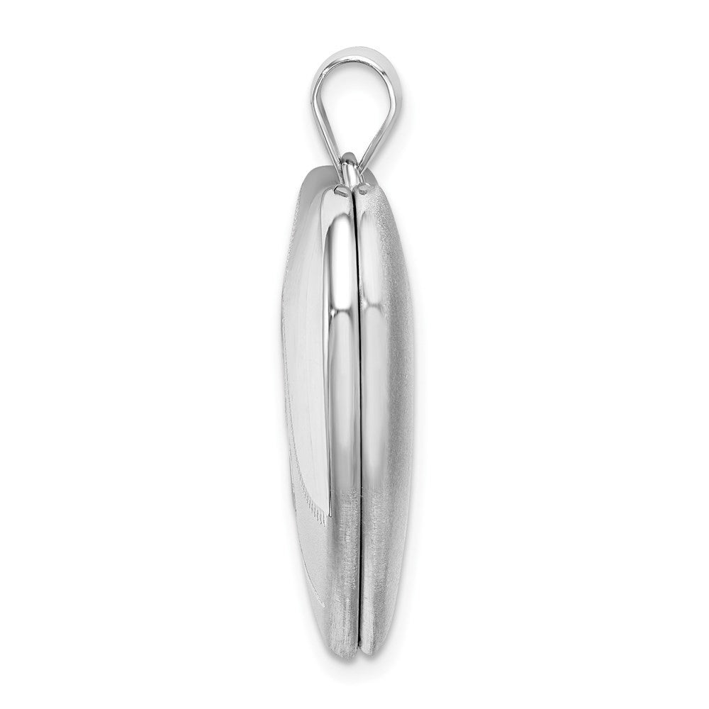 Sterling Silver Rhodium-plated Satin Enamel Rose Ash Holder Heart Locket Pendant