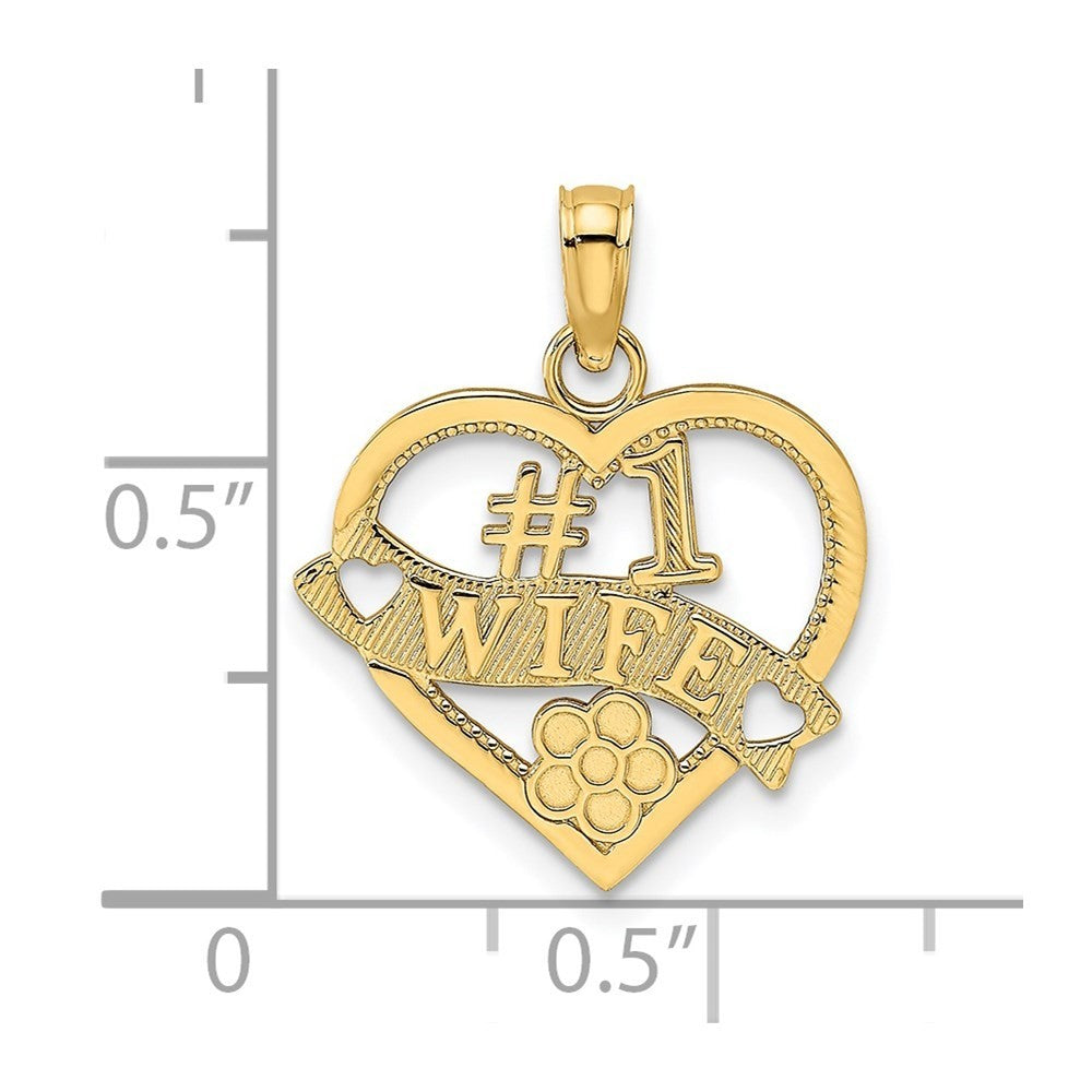 14k Yellow Gold #1 WIFE Heart Charm Pendant