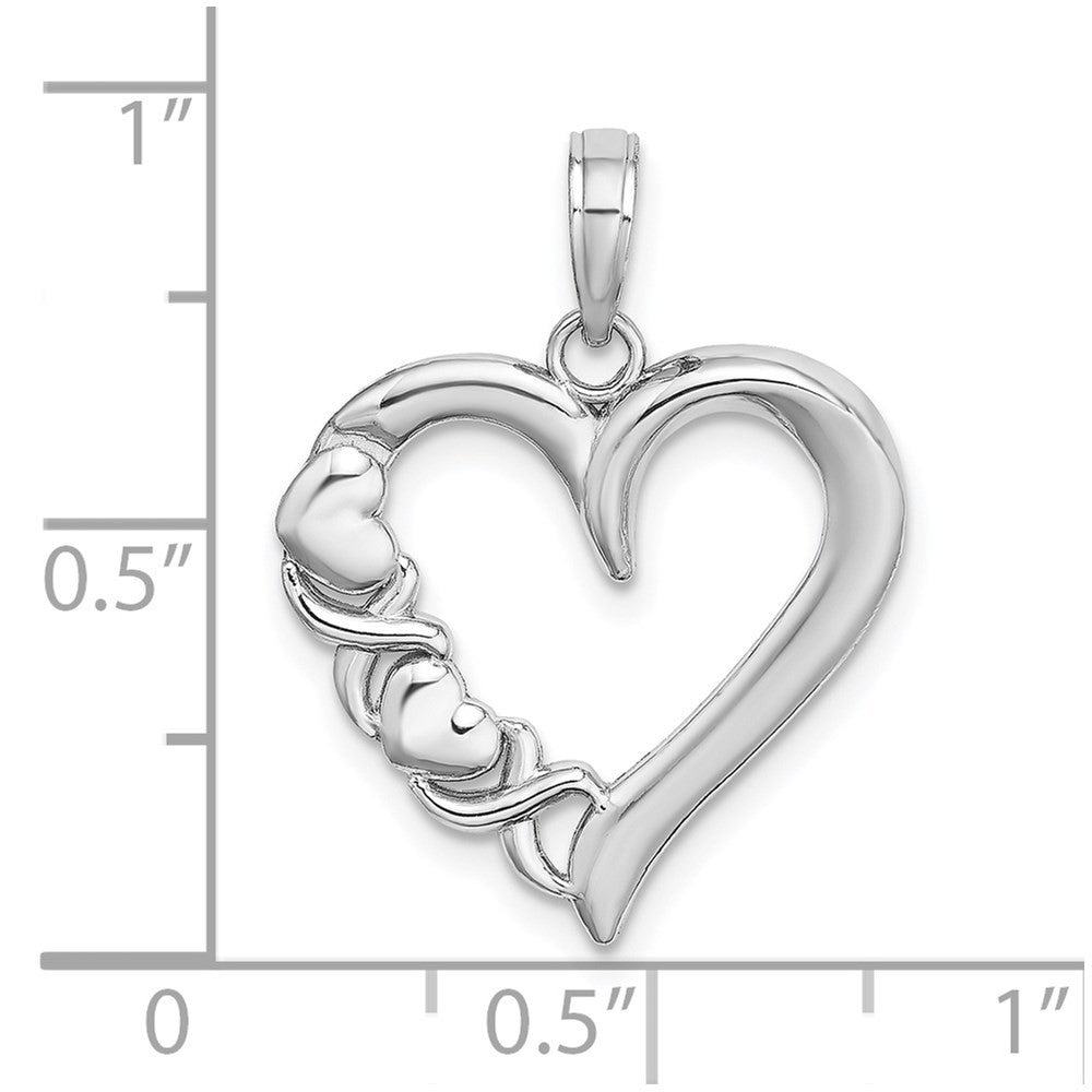 14k White Gold Polished - X- Heart Charm Pendant