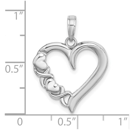 14k White Gold Polished - X- Heart Charm Pendant