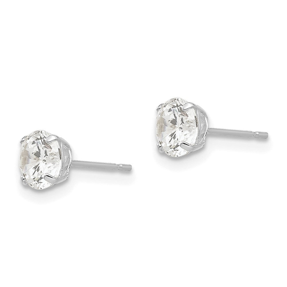 14k White Gold 5mm Round Cubic Zirconia Stud Earrings
